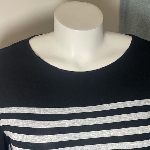 Vince Camuto Womens Tunic Top Size 3X Black Striped Minimalist Capsule Wardrobe - Picture 7 of 10